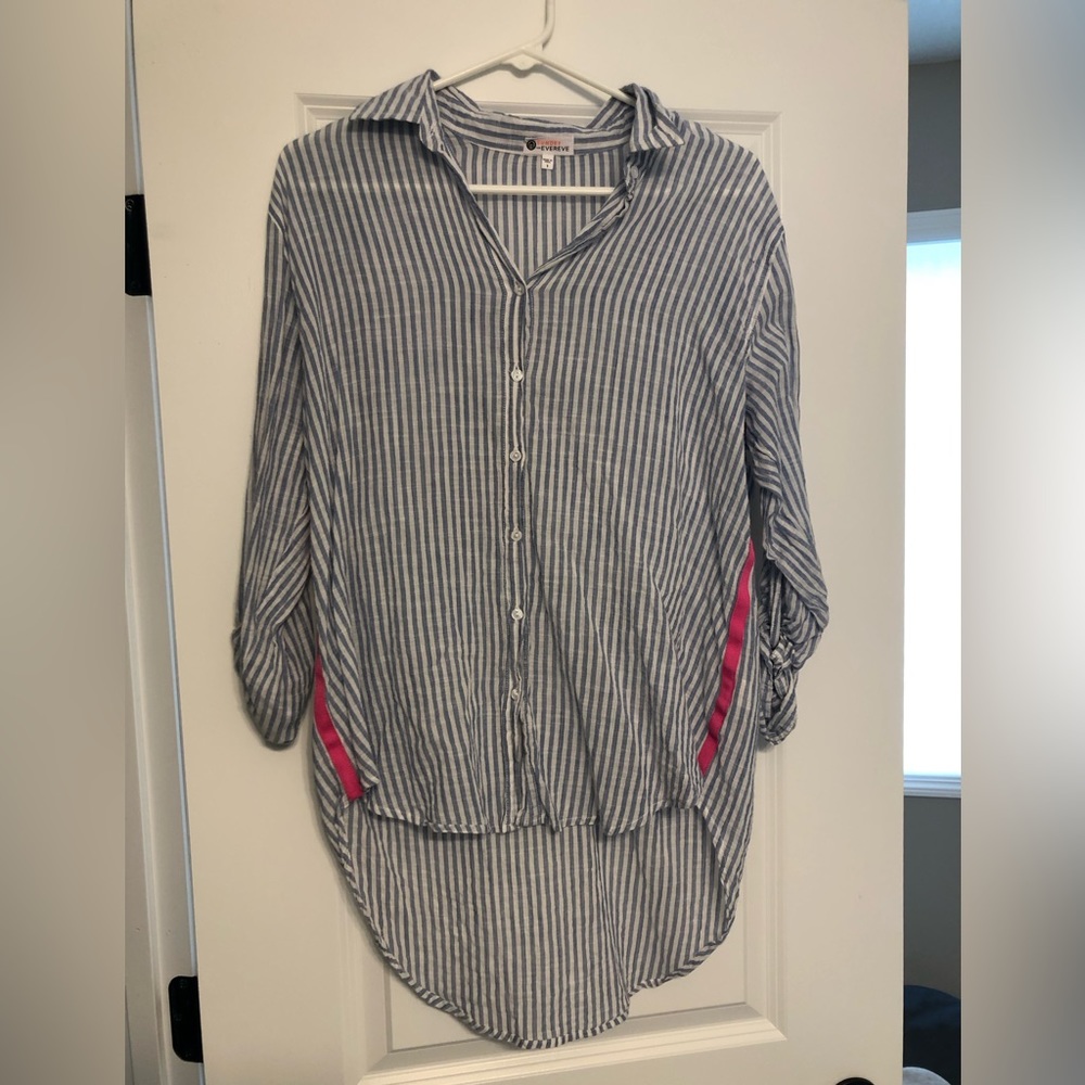 Sundry by Evereve blue pinstripe top